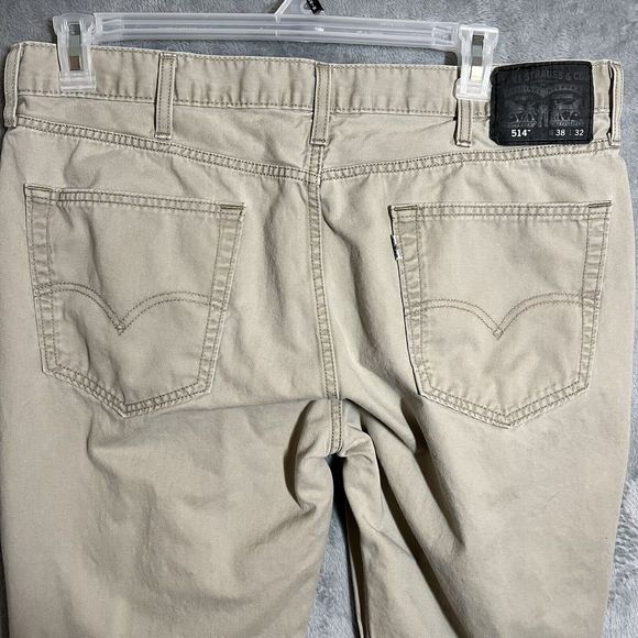 Levis 514 Jeans Size 38x31 Black Label White Tab Khaki Twill Pants Flat - Picture 5 of 10